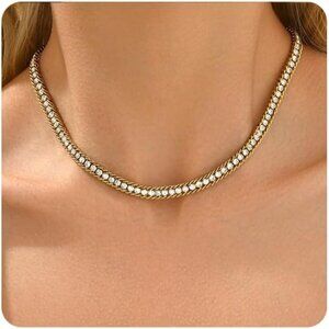 ⚡Elegant Gold Chain Necklace with Sparkling Crystals Choker Jewelry for Women